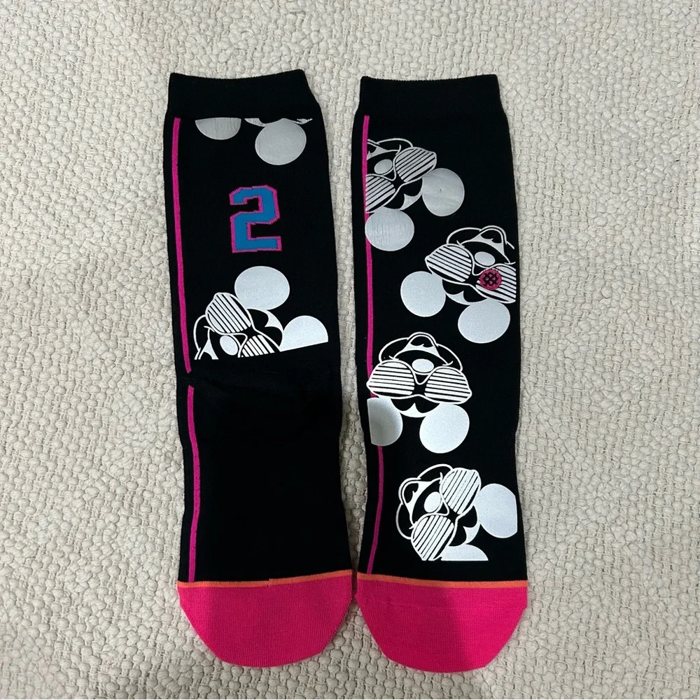 NWOT stance Mickey black pink socks crew med kids youth